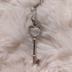 Silver 925 key heart necklace